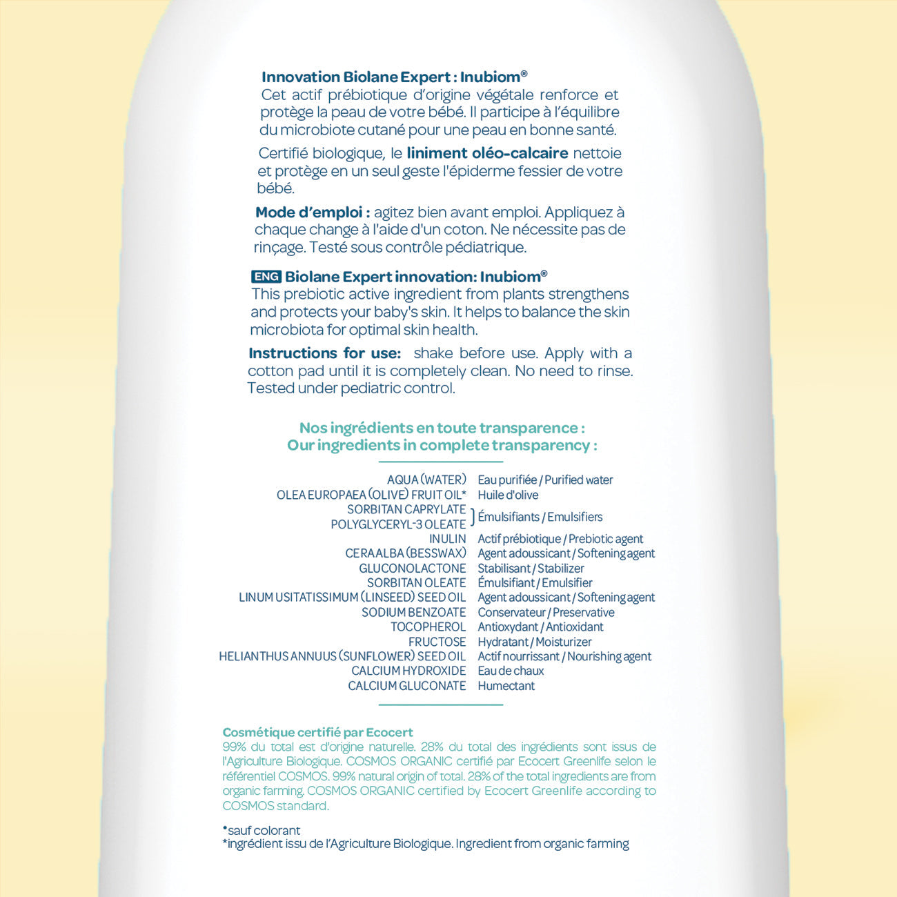 Linimento oléocalcáreo certificado biológico - Biolane Expert