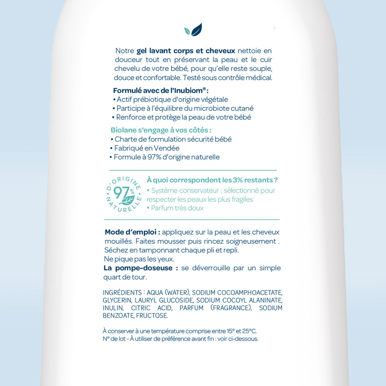 Gel de baño 2 en 1 cuerpo y cabello Biolane Expert