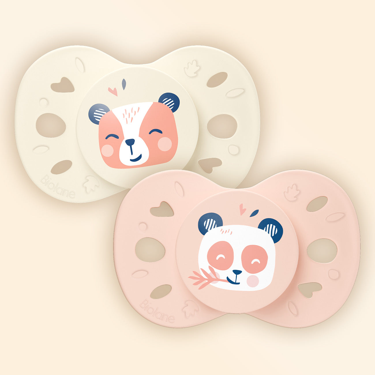 Lote de 2 chupetes anatómicos animales