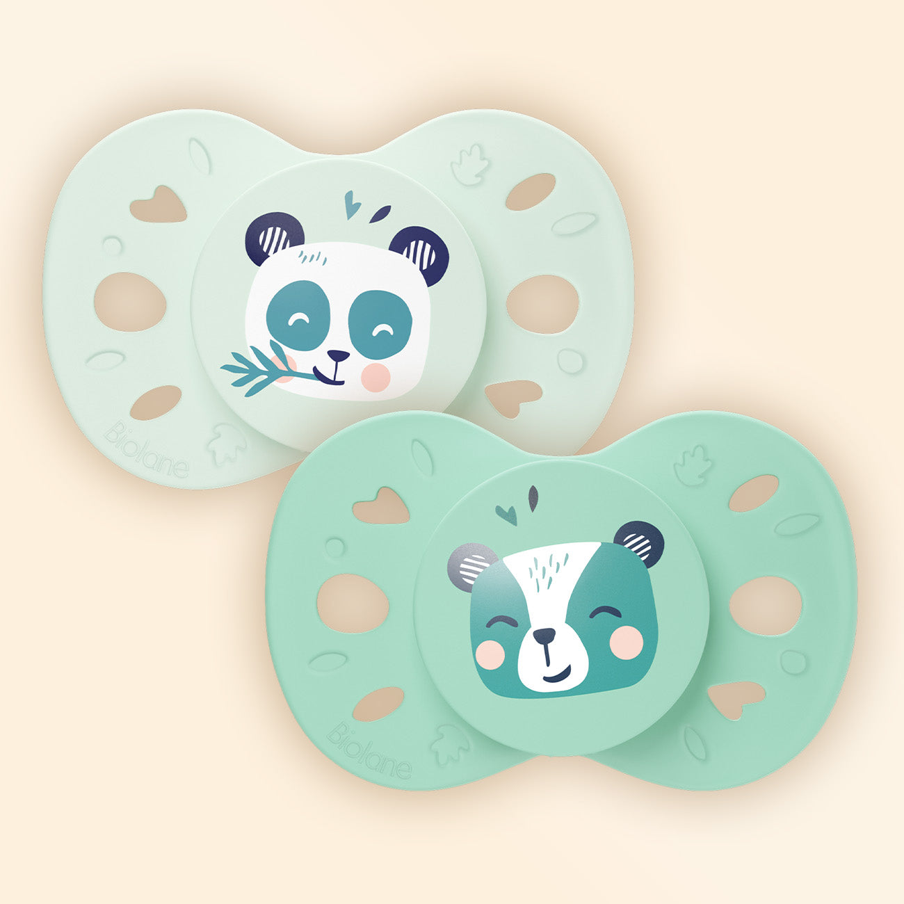 Lote de 2 chupetes anatómicos animales