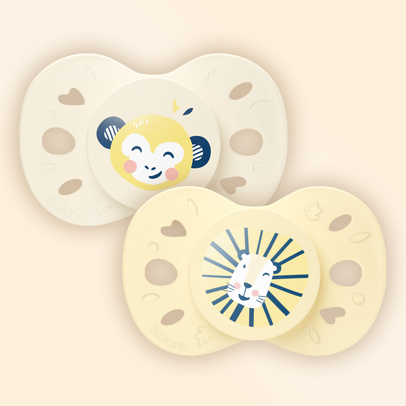 Lote de 2 chupetes anatómicos animales