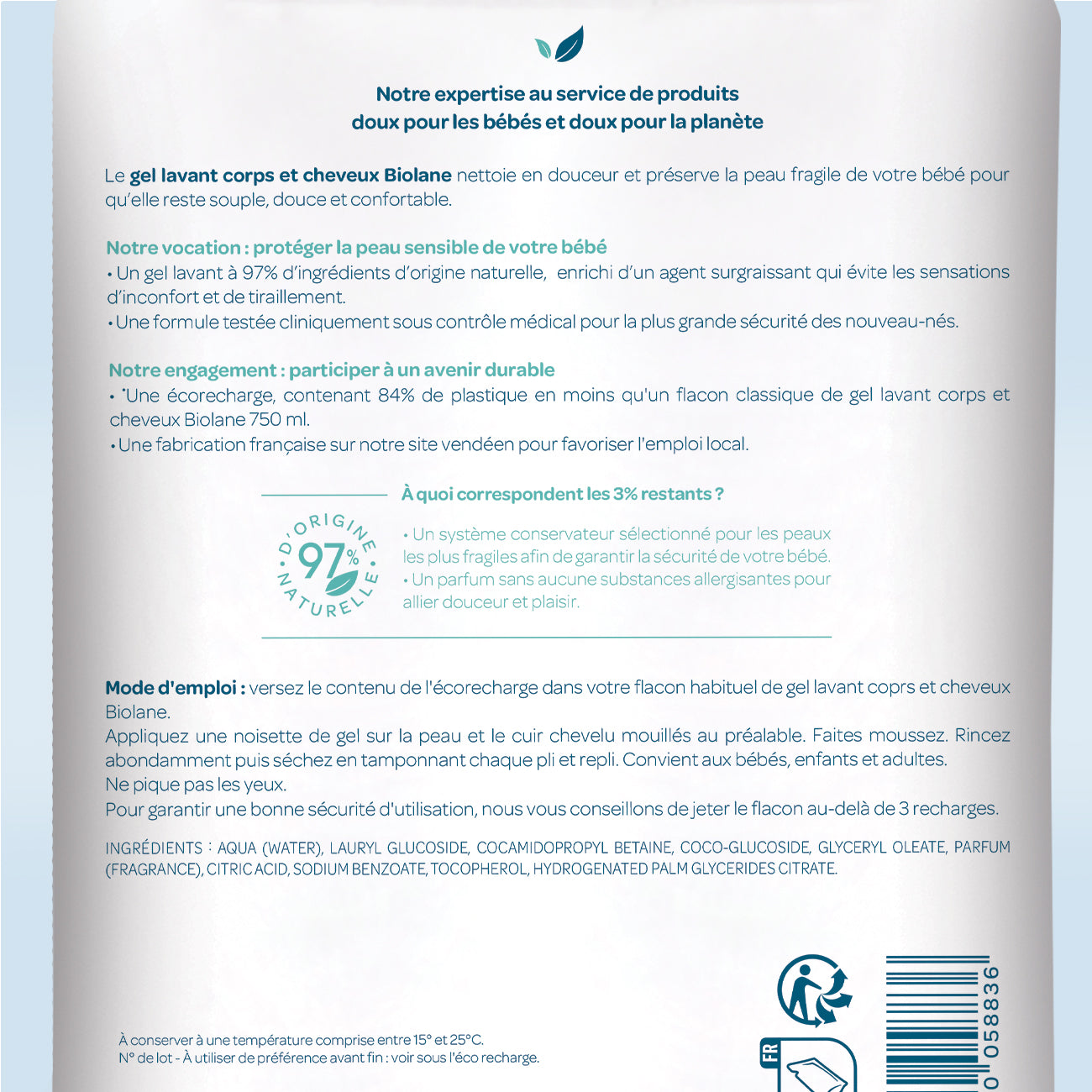 Recambio gel limpiador cuerpo y cabello